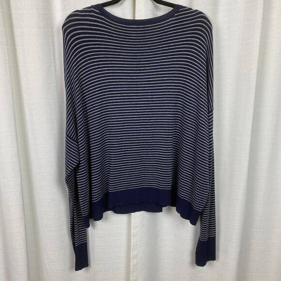 Eileen Fisher Blue&Gray Stripe Long Sleeve Boxy Sweater Sz.XL - Picture 9 of 10
